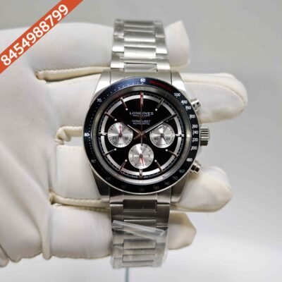 Longines Conquest Chronograph Steel Black Dial Swiss Quartz Watch