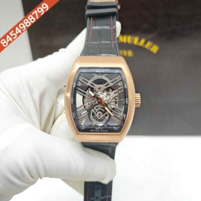 Franck Muller Vanguard Yachting Rose Gold Skeleton Dial Swiss Automatic Watch
