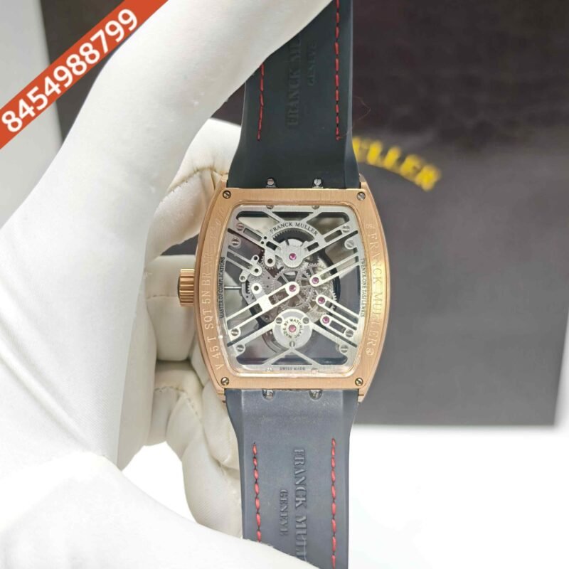 Franck Muller Vanguard Yachting Rose Gold Skeleton Dial Swiss Automatic Watch - Image 4