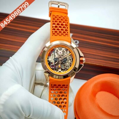 Jacob & Co Epic X Ram Janmabhoomi Titanium Edition Rose Gold Skeleton Dial Orange Rubber Strap Swiss Automatic Watch