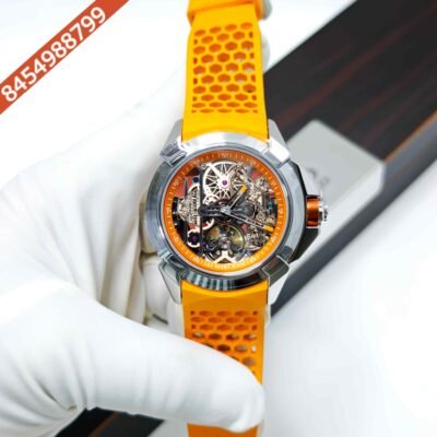 Jacob & Co Epic X Ram Janmabhoomi Titanium Edition 02 Skeleton Dial Orange Rubber Strap Swiss Automatic Watch