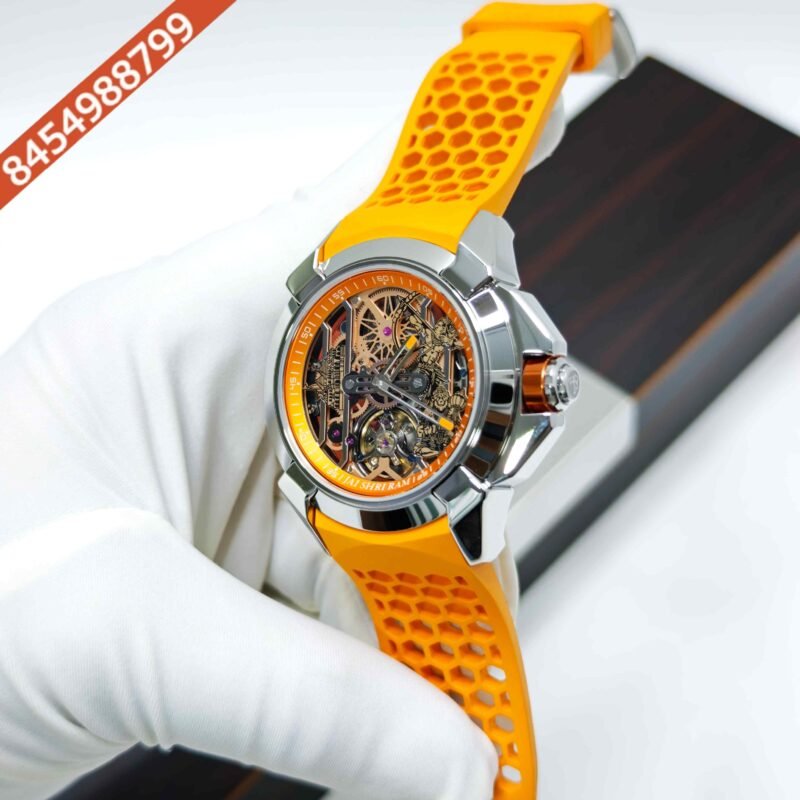 Jacob & Co Epic X Ram Janmabhoomi Titanium Edition 02 Skeleton Dial Orange Rubber Strap Swiss Automatic Watch - Image 2