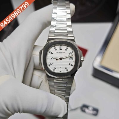 Patek Philippe Geneve Steel White Dail Swiss Semi ETA Automatic Watch