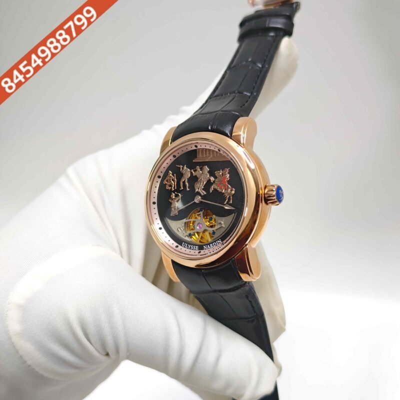 Ulysse Nardin Alexander Great Minute Repeater Westminster Tourbillon Jaq Rose Gold Black Dial Swiss Automatic Watch - Image 2