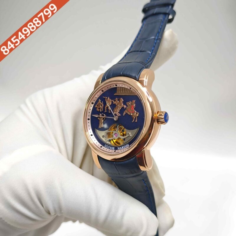 Ulysse Nardin Alexander Great Minute Repeater Westminster Tourbillon Jaq Rose Gold Blue Dial Swiss Automatic Watch - Image 2