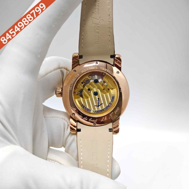 Ulysse Nardin Alexander Great Minute Repeater Westminster Tourbillon Jaq Rose Gold White Dial Swiss Automatic Watch - Image 4
