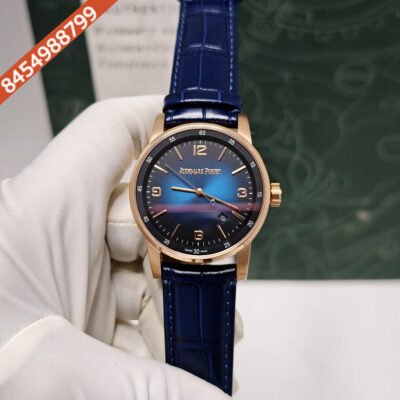 Audemars Piguet CODE 11.59 Rose Gold Blue Dial Blue Leather Strap Swiss Automatic Watch