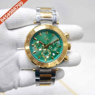GC Chronograph Gold Green Dial Dual Tone Swiss Watch