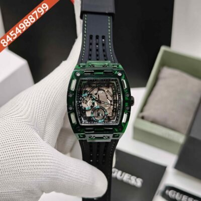 Guess Phoenix Chronograph Black Dial Black Rubber Strap Swiss Watch