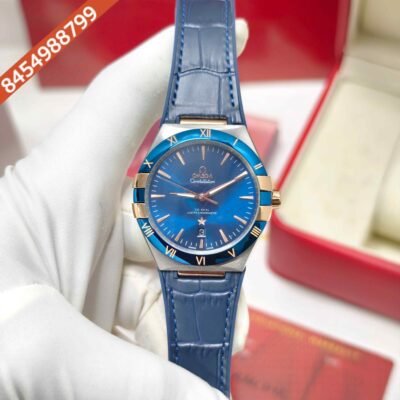 Omega Constellation Co-Axial Master Chronometer Steel Blue dial Blue Leather Swiss Automatic Watch