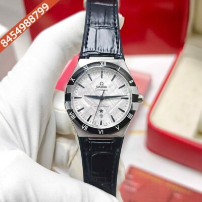 Omega Constellation Co-Axial Master Chronometer Steel Meteorite White dial Black Leather Swiss Automatic Watch