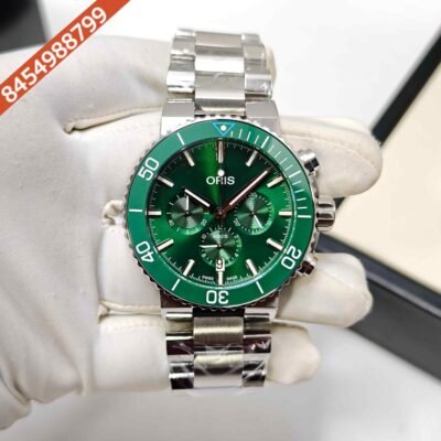 Oris Aquis Chronograph Steel Green Dial Steel Strap Swiss Watch