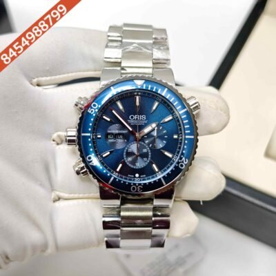 Oris Carlos Coste Cronograph Limited edition Steel Blue Dial Swiss Automatic Watch
