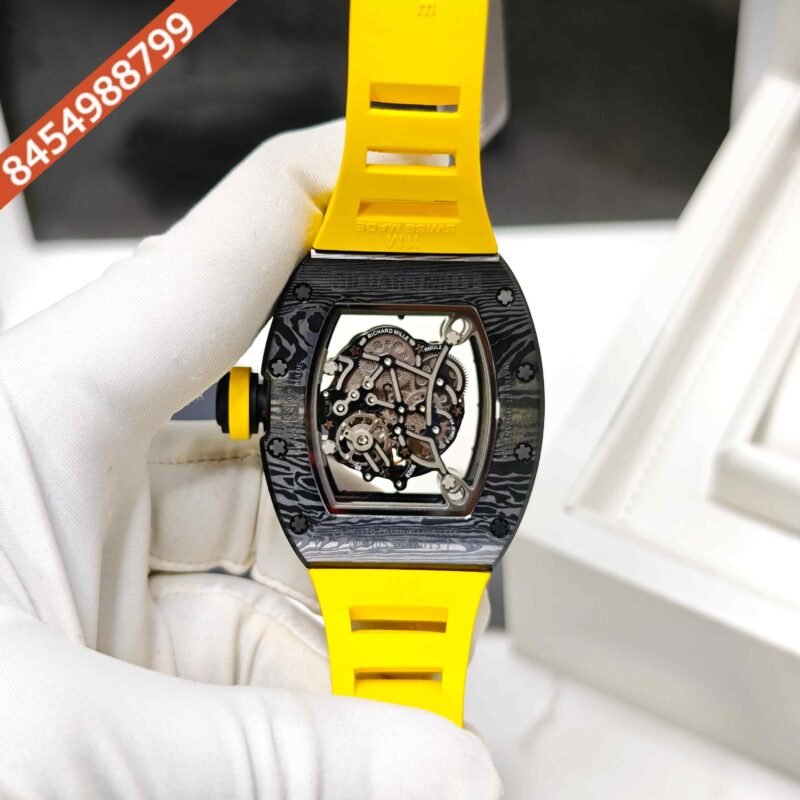 Richard Mille RM 055 Bubba Watson Ceramic Black Skeleon Dial Yellow Rubber Strap Swiss Automatic Watch - Image 4