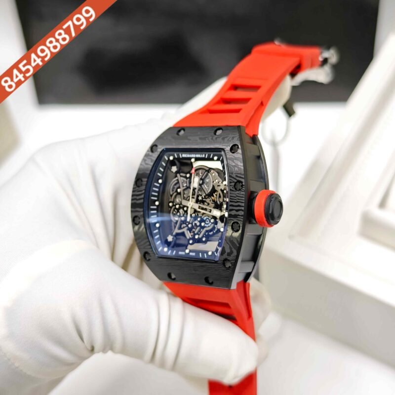 Richard Mille RM 055 Bubba Watson Ceramic Full Black Skeleon Dial Red Rubber Strap Swiss Automatic Watch - Image 2