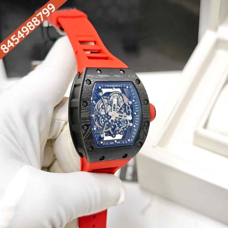 Richard Mille RM 055 Bubba Watson Ceramic Full Black Skeleon Dial Red Rubber Strap Swiss Automatic Watch - Image 3
