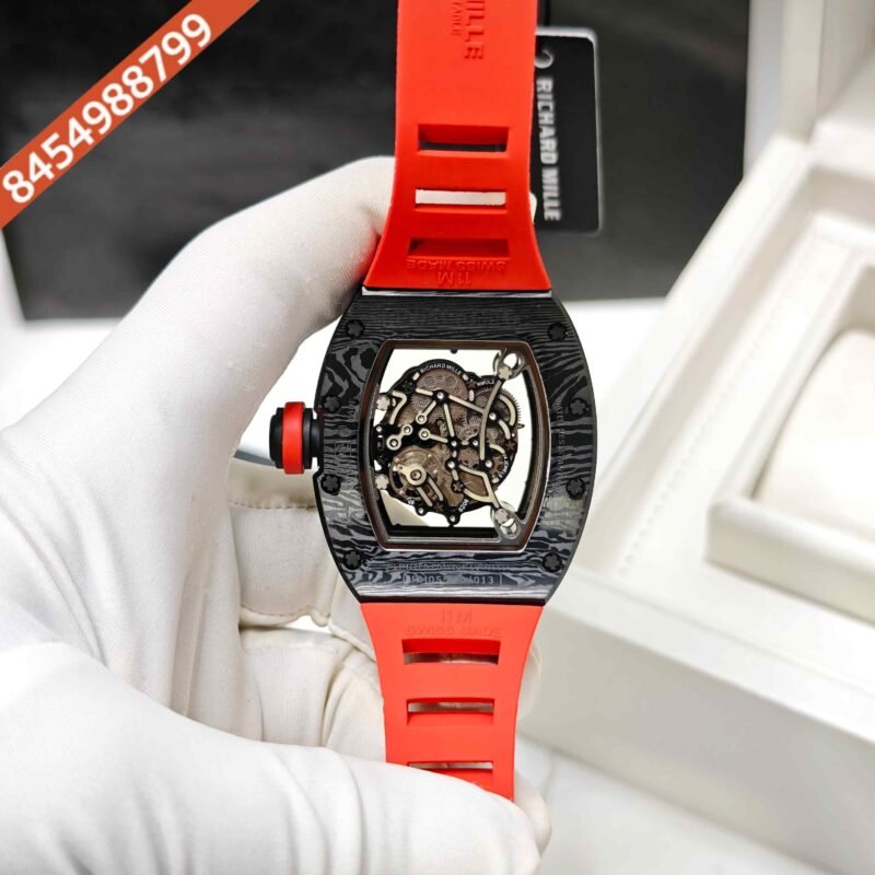 Richard Mille RM 055 Bubba Watson Ceramic Full Black Skeleon Dial Red Rubber Strap Swiss Automatic Watch - Image 4
