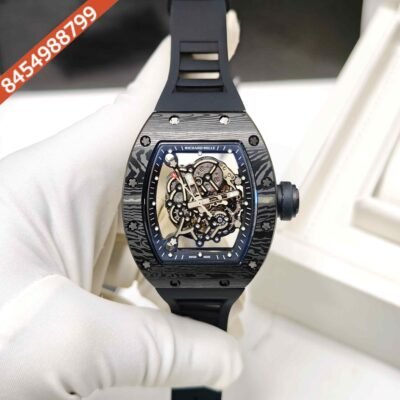 Richard Mille RM 055 Bubba Watson Ceramic Full Black Skeleon Dial Rubber Strap Swiss Automatic Watch