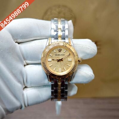Versace Greca Golden Golden Dial Dual Tone Swiss Watch