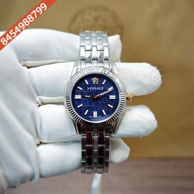Versace Greca Steel Blue Dial Swiss Watch