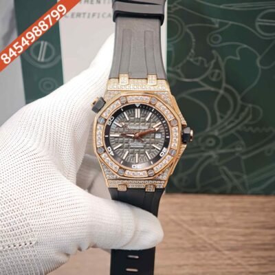 Audemars Piguet Royal Oak Offshore Rose Gold Diamond Case Brown Dial Swiss Semi ETA Automatic Watch