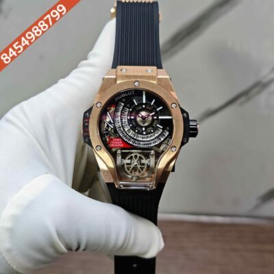 Hublot MP-09 Tourbillon Bi-Axis Rose Gold Skeleton Dial Swiss Quartz Watch