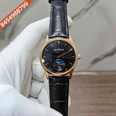 Jaeger-LeCoultre Master Control Moon Phase Rose Gold Black Dial Swiss Automatic Watch