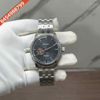 Seiko Presage Open Heart Steel Black Dial Swiss Automatic Watch