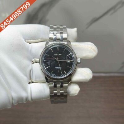 Seiko Presage Steel Black Dial Swiss Automatic Watch