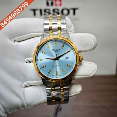 Tissot Classic Dream Swissmatic Steel Gold Light Blue Dial Dual Tone Swiss Automatic Watch
