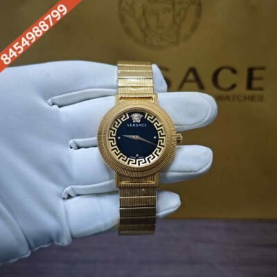 Versace Greca Chic Gold Black Dial Swiss Quartz Watch