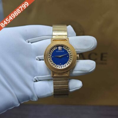 Versace Greca Chic Gold Blue Dial Swiss Quartz Watch