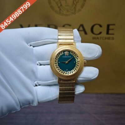 Versace Greca Chic Gold Green Dial Swiss Quartz Watch