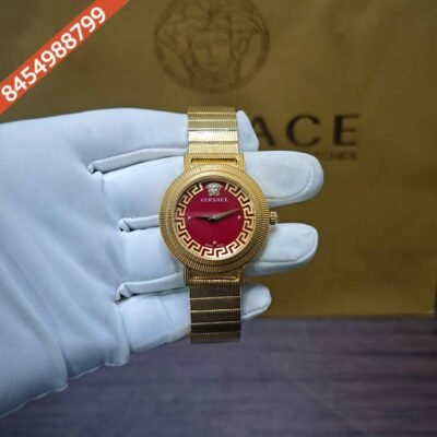 Versace Greca Chic Gold Red Dial Swiss Quartz Watch
