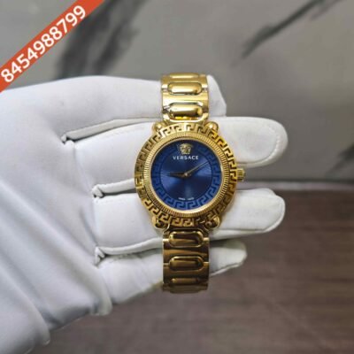 Versace Greca Twist Gold Blue Dial Swiss Quartz Watch