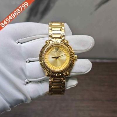 Versace Greca Twist Gold Full Gold Swiss Quartz Watch