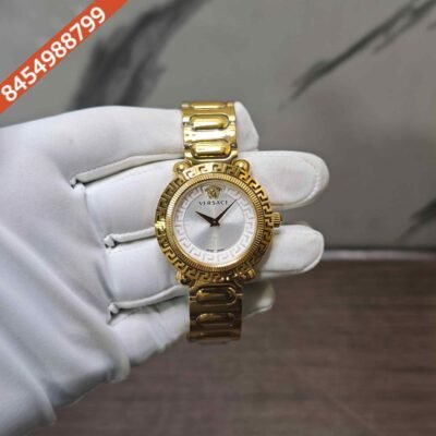 Versace Greca Twist Gold White Dial Swiss Quartz Watch