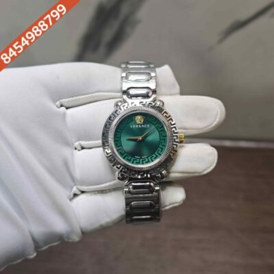 Versace Greca Twist Steel Green Dail Swiss Quartz Watch