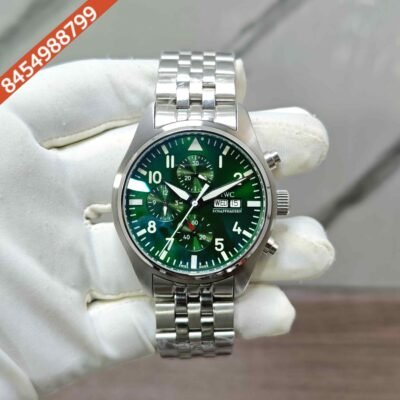 IWC Pilot Chronograph Steel Green Dial Swiss Automatic Watch