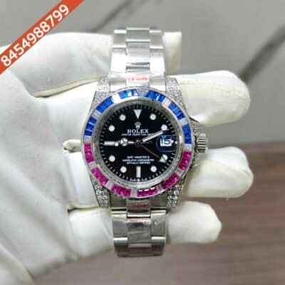 Rolex GMT-Master II Steel Diamond Bazel Black Dial Swiss Automatic Watch
