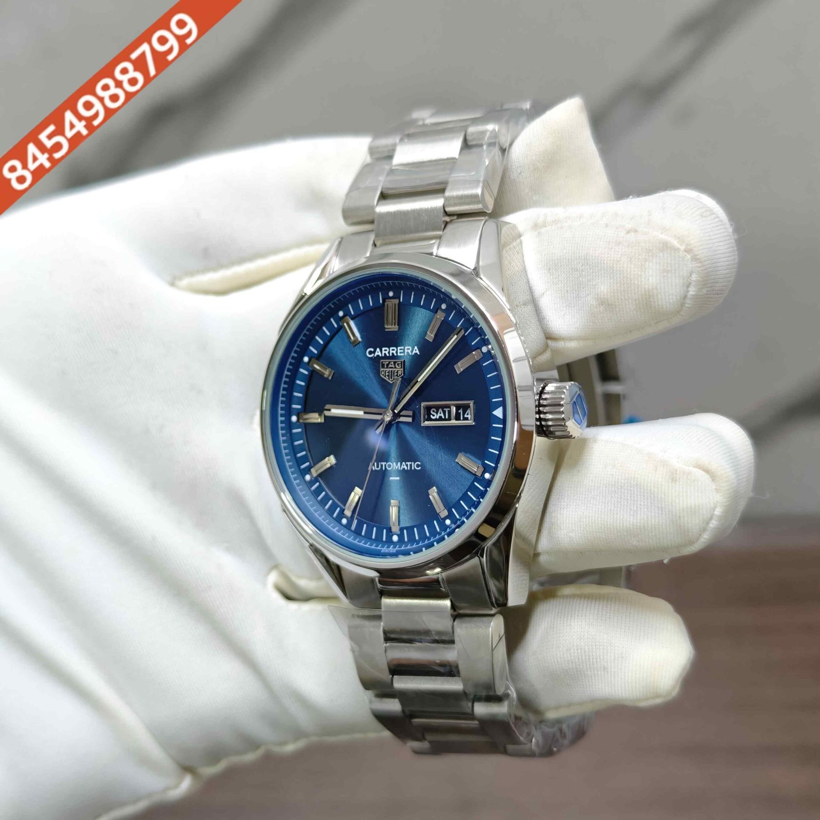 TAG Heuer Carrera Day-Date Steel Blue Dial Swiss Automatic Watch - Image 2