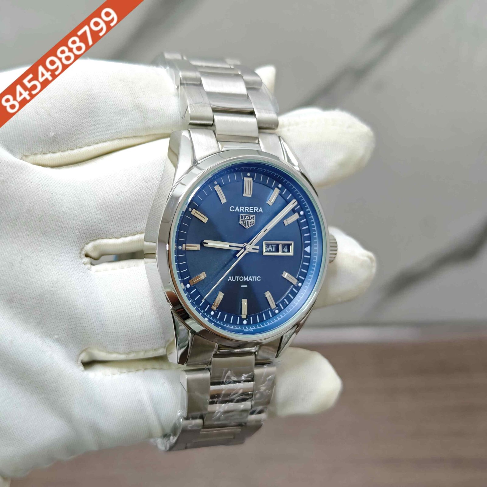 TAG Heuer Carrera Day-Date Steel Blue Dial Swiss Automatic Watch - Image 3