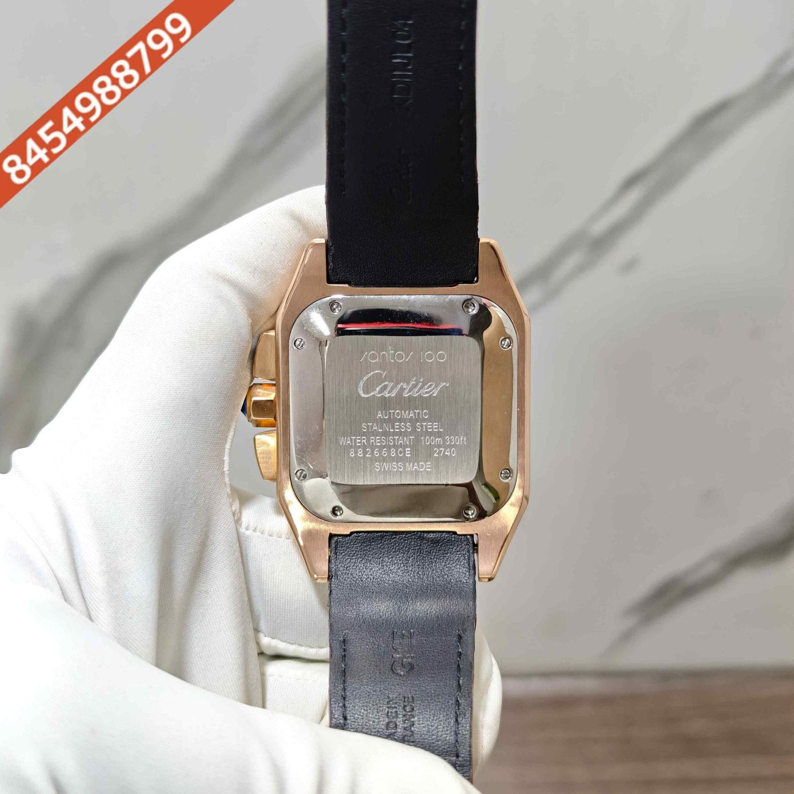 Cartier Santos 100 XL Chronograph Rose Gold White Dial Swiss Automatic Watch - Image 4