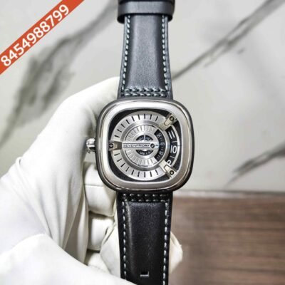 SevenFriday M1-01 Steel Silver Dial Black Leather Strap Swiss Automatic Watch