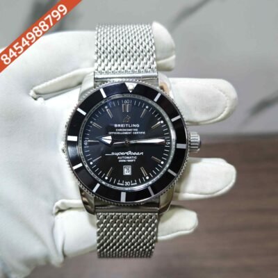 Breitling Superocean Heritage Steel Black Dial mesh bracelet Swiss Automatic Watch