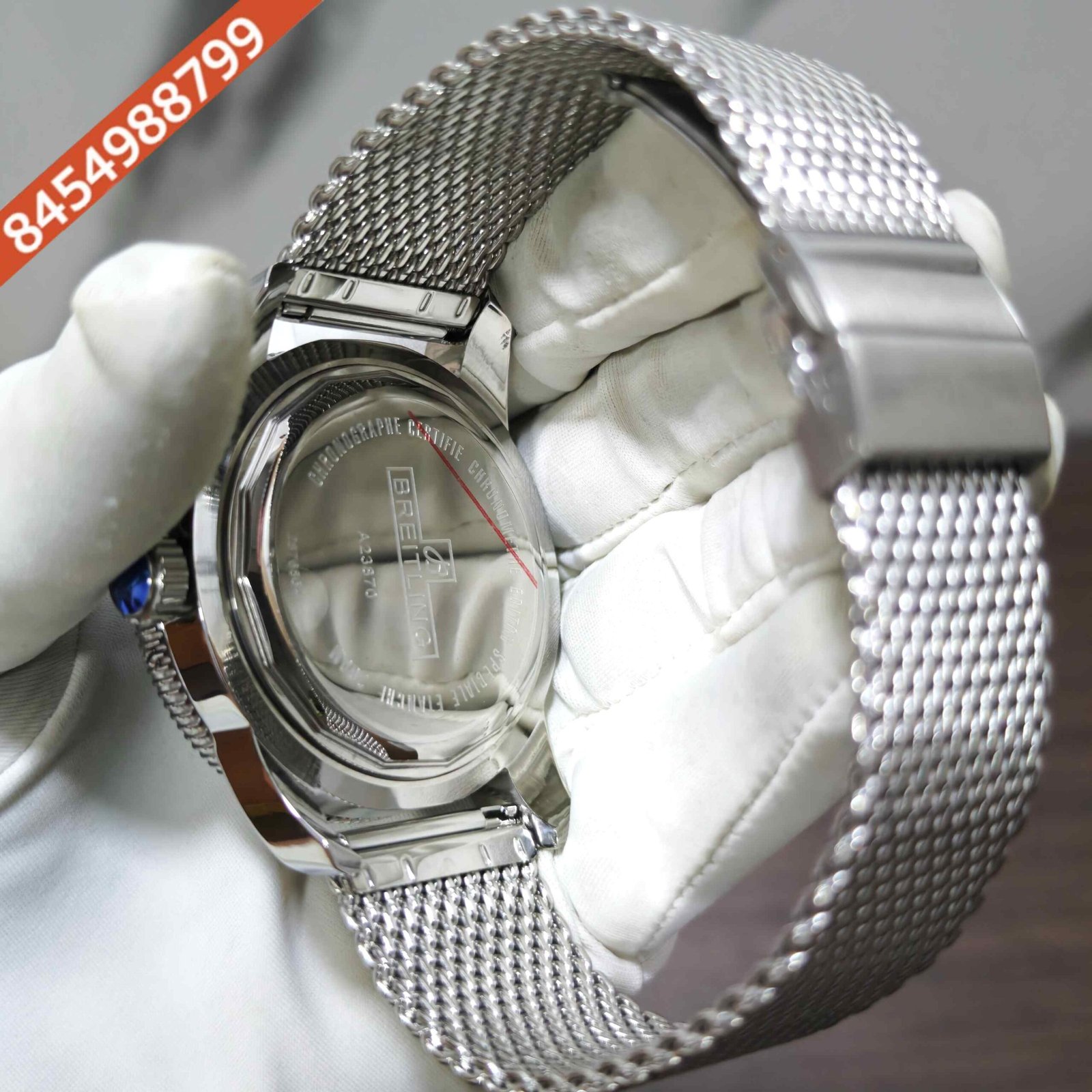 Breitling Superocean Heritage Steel Black Dial mesh bracelet Swiss Automatic Watch - Image 4