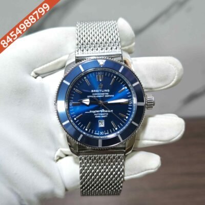 Breitling Superocean Heritage Steel Blue Dial mesh bracelet Swiss Automatic Watch