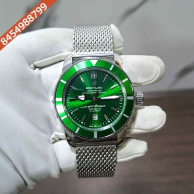 Breitling Superocean Heritage Steel Green Dial mesh bracelet Swiss Automatic Watch