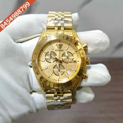 Versace Chrono Master Full Yellow Gold Gold Dial Swiss Quartz Watch